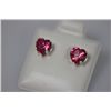 Image 1 : HEART RUBY CZ STUD EARRINGS .925 STERLING SILVER