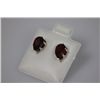 Image 2 : PEAR GARNET CZ STUD EARRINGS .925 STERLING SILVER