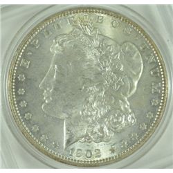 1902-O MORGAN SILVER DOLLAR,