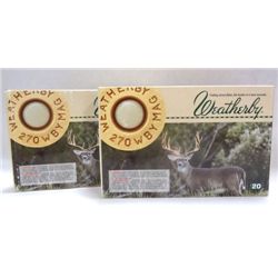 2 Boxes of Weatherby .270 WBY Magnum Ultra-High Velocity Ammunition