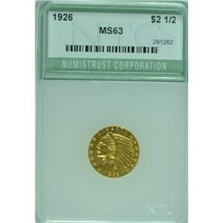 1926 $2.50 GOLD INDIAN, NTC MS-63