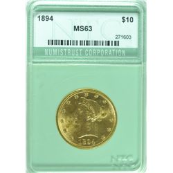 1894 $10.00 LIBERTY GOLD,NTC  MS-63