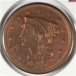 1845 LARGE CENT XF+