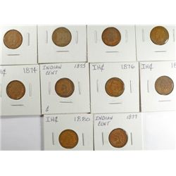 10 INDIAN HEAD CENTS (67,68,70,73,74,75,76,78,79,80)  AG-GOOD