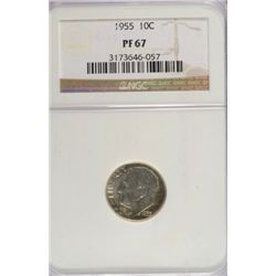 1955 PROOF ROOSEVELT DIME NGC PF67