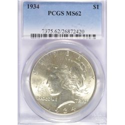 1934 PEACE DOLLAR PCGS MS62