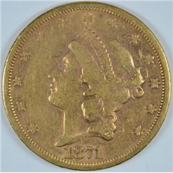 1871-S $20.00 LIBERTY GOLD, XF/AU  SCARCE