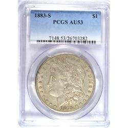 1883-S MORGAN SILVER DOLLAR, PCGS  AU-53