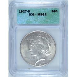 1927-S PEACE DOLLAR ICG MS62 NICE