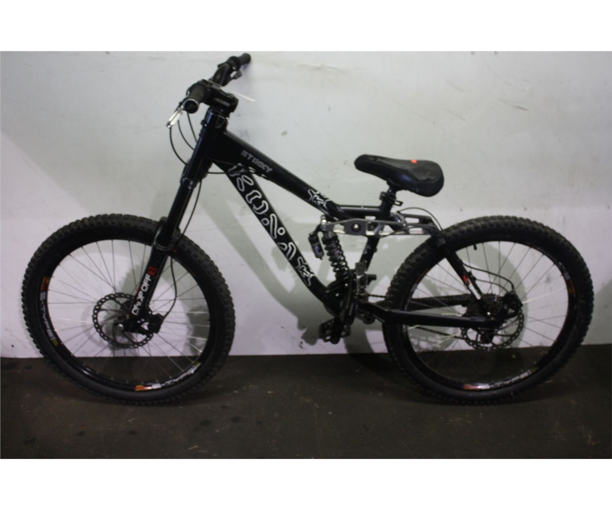 BLACK KONA STINKY 9 SPEED FULL SUSPENSION MOUNTAIN BIKE black-kona-stinky-9-speed-full-suspension-mountain-bike