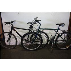 2 BIKES : BLACK NO NAME MOUNTAIN BIKE AND GREEN TIMBERLINE MOUNTAIN BIKE