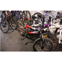 2 BIKES: RED ARASHI STUNT BIKE AND PURPLE SUPERCYCLE 5 SPEED FRONT SUSPENSION MOUNTAIN BIKE