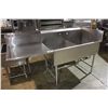 Image 1 : 78 INCH DOUBLE STAINLESS STEEL SINK DISHWASHING STATION