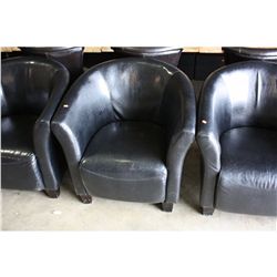 BROWN LEATHER TUB CHAIR