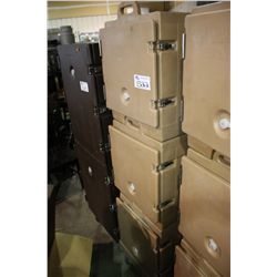 3 CAMBRO STACKING FOOD TRANSPORT UNITS AND MOBILE CART