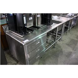 6'-5"  STAINLESS STEEL 3 DRAWER PREP COUNTER WITH SINK