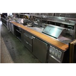 14'-6  LONESTAR STAINLESS STEEL REFRIGERATED PREP STATION WITH ICE WELL, 2 WARMERS, HANDSINK,