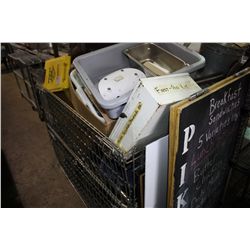 BIN OF ASSORTED RESTAURANT EQUIPMENT (BIN NOT INCLUDED)