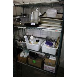 CONTENTS OF SHELF, DISHWARE AND UTENSILS ETC