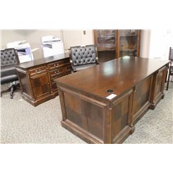 TRADITIONAL DARK WALNUT EXECUTIVE DESK AND CREDENZA SUITE
