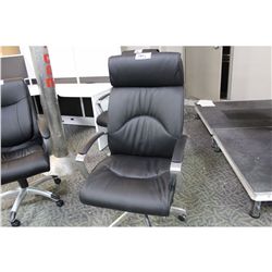 BLACK LEATHER HIBACK EXECUTIVE CHAIR (S368H)