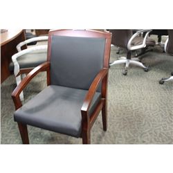 BLACK LEATHER CHERRY FRAMED CLIENT CHAIR