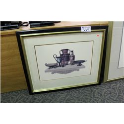 FRAMED ARTWORK FEATURING A COLLECTION OF URNS