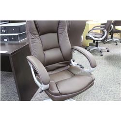 BROWN LEATHER EXECUTIVE HIBACK CHAIR