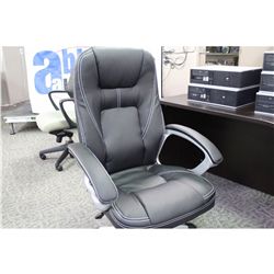 BLACK LEATHER EXECUTIVE HIBACK CHAIR