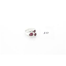 3 Stone Genuine Ruby Ring in Silver