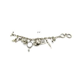 Antique Bronze Bracelet with 12 Charms