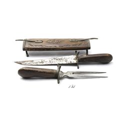 Carved mahogany carving set