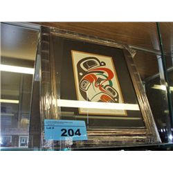 Framed west coast native print titled frogs by