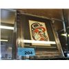 Image 1 : Framed west coast native print titled frogs by