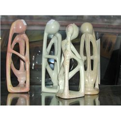 Lot of 4 hand crafted stone carved figurines