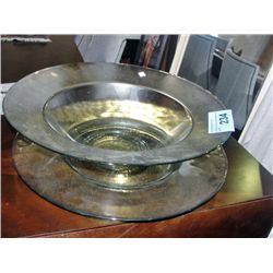 2pc glass fruitbowl and platter set