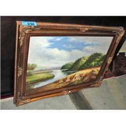 Framed original oil on canvas painting, signed