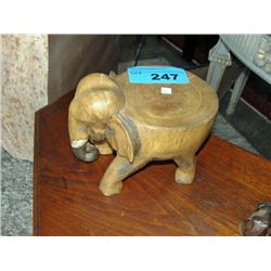 Hand crafted carved wooden elephant plant stand