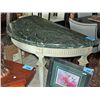 Image 1 : Heavy green granite top consol table