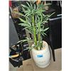 Image 1 : White ceramic planter with artificial bamboo tree