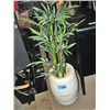 Image 1 : White ceramic planter with artificial bamboo tree