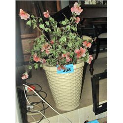 Potted decorative glass constructed flowering