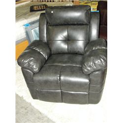 Contemporary grey leather living room recliner