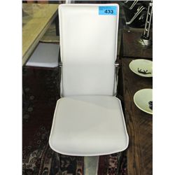 Set of 4 white leather and chrome side chairs