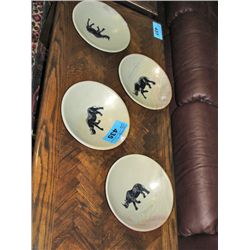 Set of 4 hand crafted stone carved black rhino