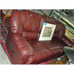 Brown leather reclining sofa