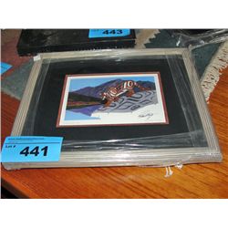Framed west coast native print titled mountain