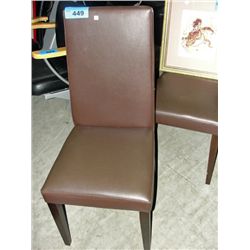 Brown leather side chair