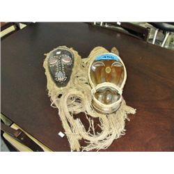 2 carved wooden decorative wall hanging masks