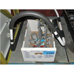 Box of exercise weights and an ab bar